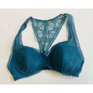 Victoria Secret Body by Victoria Racerback Bralette Bra Size S Teal Lace